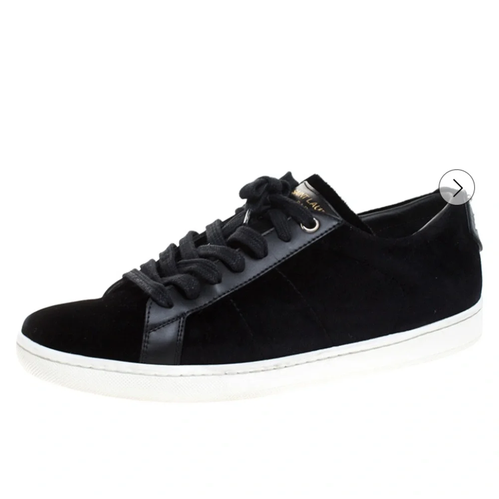 Saint Laurent Velvet & Leather Sneakers - Picture 2 of 13